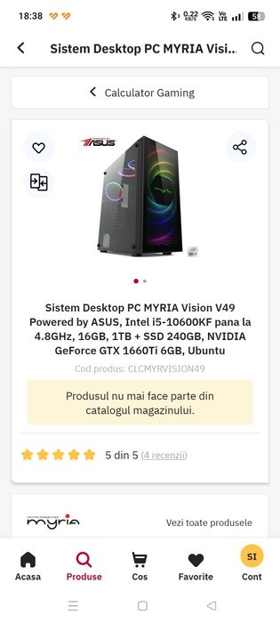 Vând sistem desktop pc miria vision