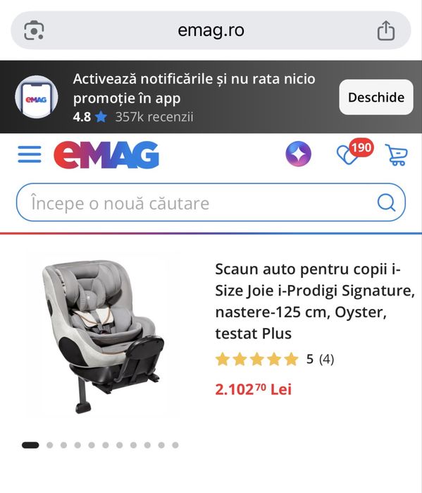 JOIE - scaun auto I-SPIN 360° SIGNATURE, 61 - 105 CM ISOFIX