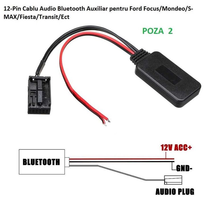 Cablu adaptor auxiliar USB Ford Bluetooth cu Microfon
