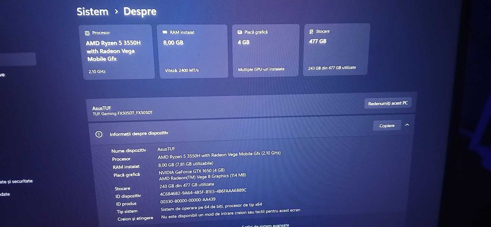 Laptop Asus Tuf FX505DT