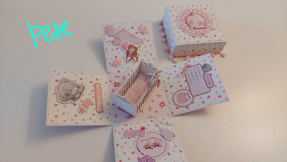 Ръчно изработена експлодираща кутия за бременност, бебе, кръщене