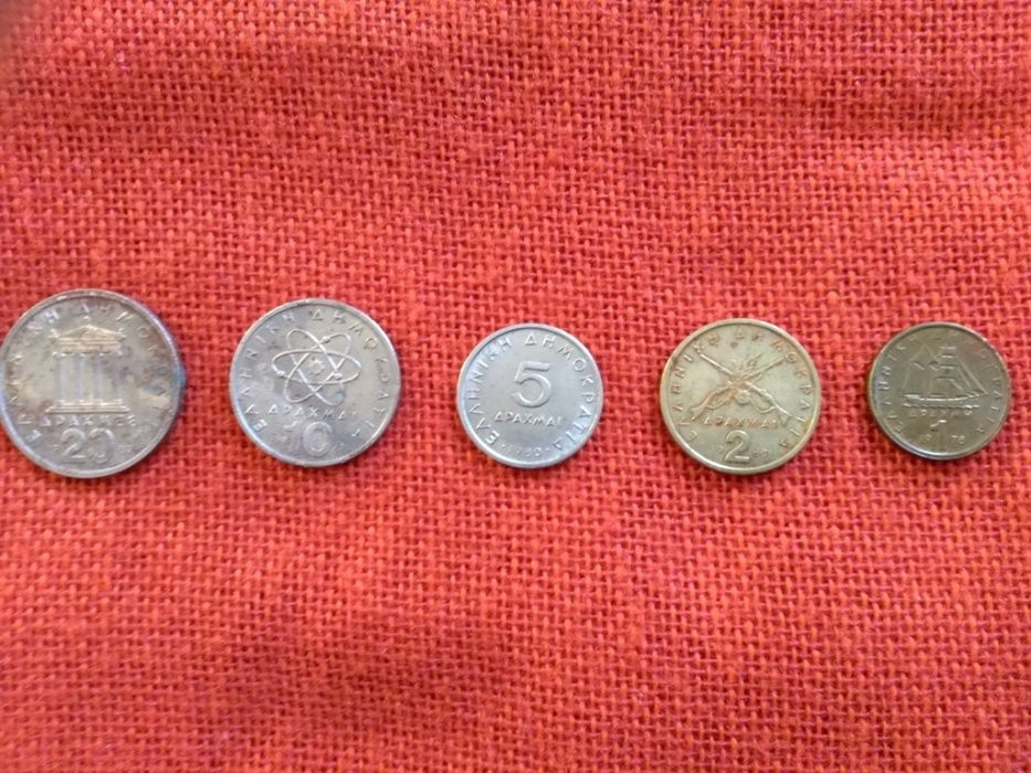 Гръцки монети, 5 броя, емисии от 1978г. до 1982г