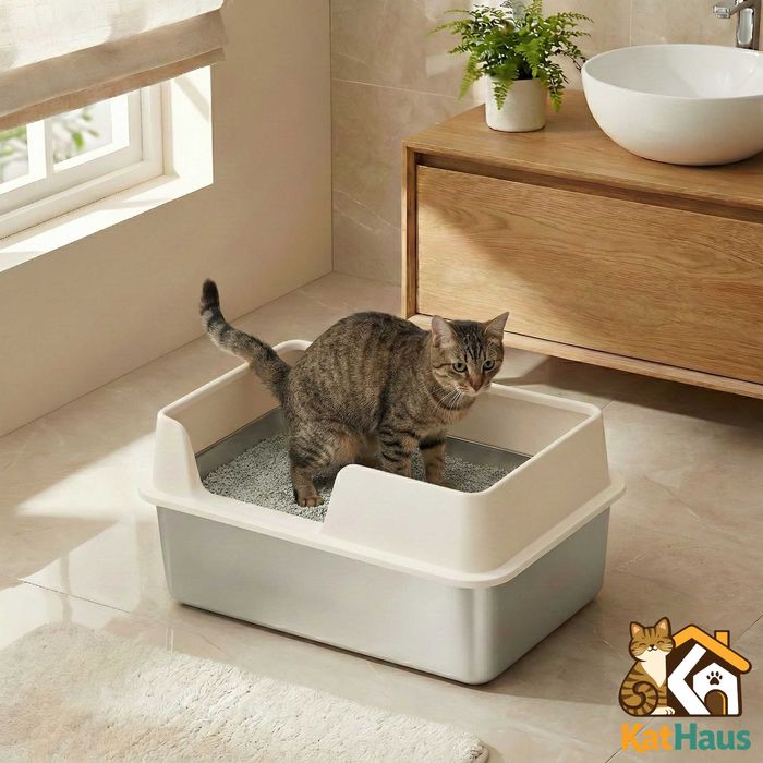 Litiera pisici metalica INOX anti-miros, cu capac, culori disponibile