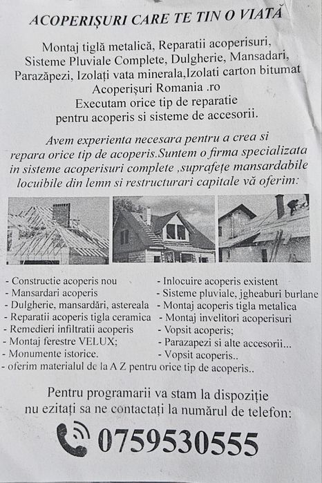 Reparatii acoperisuri