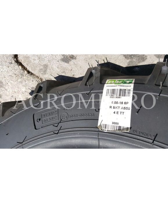 ANVELOPA 6.00-16 BKT AS504 6PR TT  Cauciucuri tractor, Fiat, Case, Fendt, John Deere, New Holland, Massey Ferguson, UTB   Cauciucuri tractor, Fiat, Ca