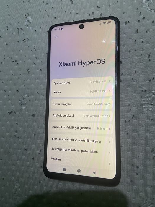 Redmi note 14_o’rtacha holatda