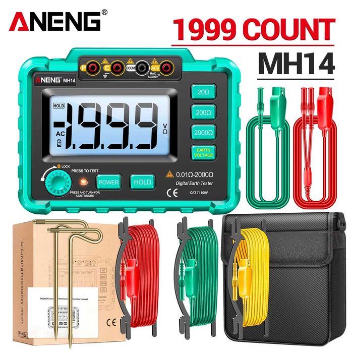 Tester Rezistență Împământare ANENG MH14, Megohmmetru Digital , Afișaj Electronic