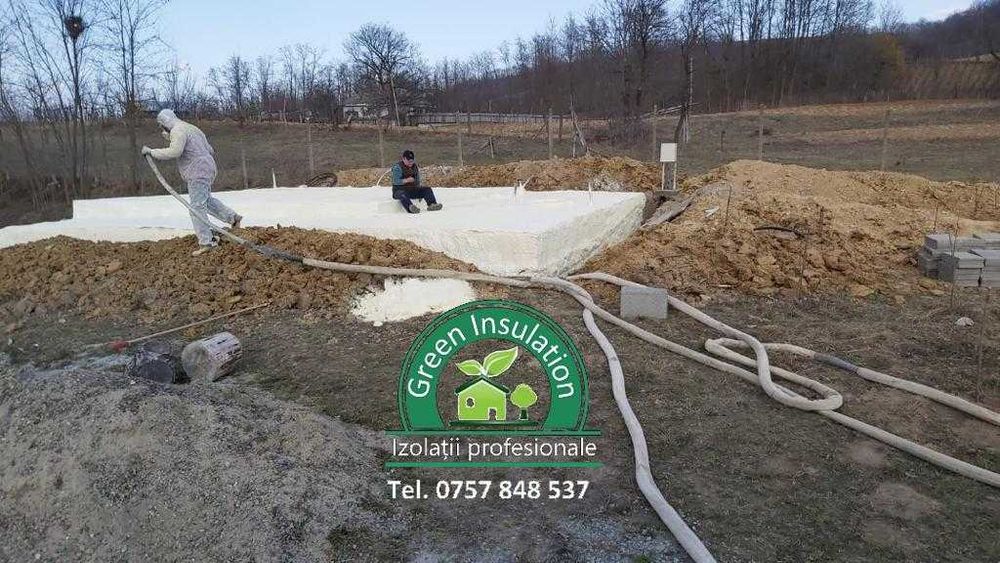 40 lei/m2 izolatie  spuma poliuretanica 5 cm grosime  pod, pereti