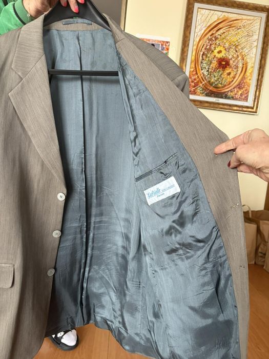 Мъжки сака Л размер тъмно синьо и бежово