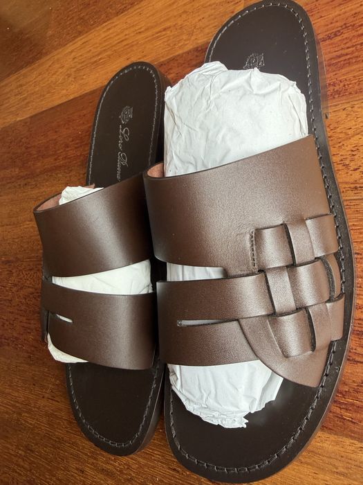 Loro Piana - Sea-Pacific Walk Braided Leather Slides - Brown size 44