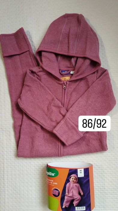 Salopeta din lana merinos 86/92 roz