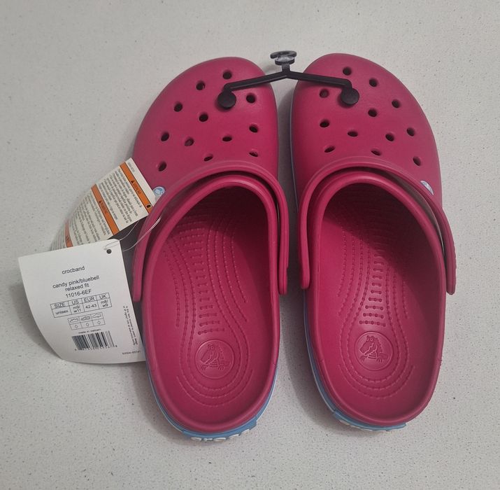 Saboți CROCS Crocband Candy Pink Bluebell noi, sandale, papuci slingback, nr 42-43 EU (M9 - W11)