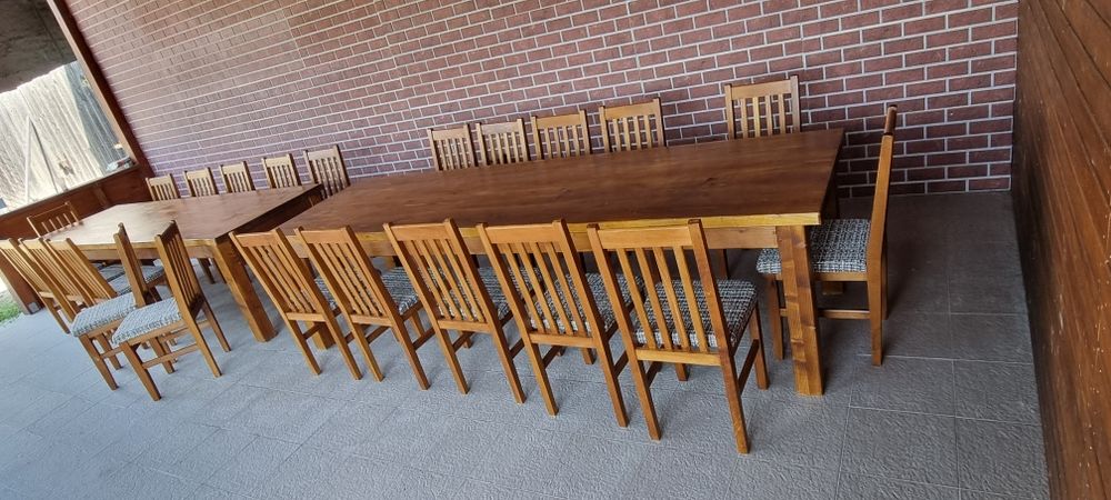 Mobiler rustic/scaune și mese din lemn masiv de fag sau stejar