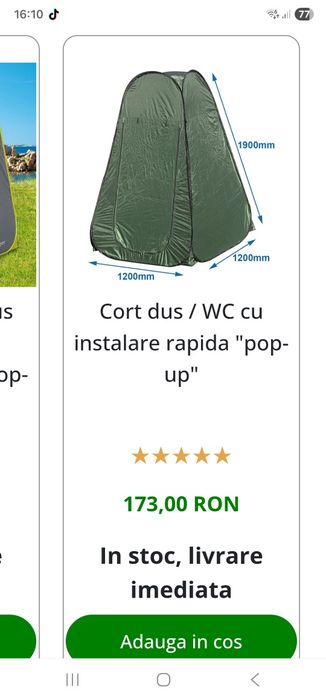 Wc mobil Berger și cort pentru duș