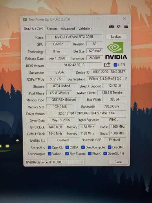 EVGA RTX 3080 FTW3 - 10 GB