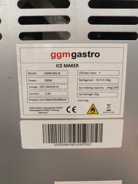 Професионален ледогенератор GGM Gastro EWBH345-N – 24 кг лед/24 ч.