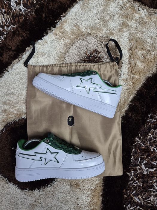 A Bathing Ape Bape Sta Low - White/Green - Mărimea 41 - Noi / Piele Lă