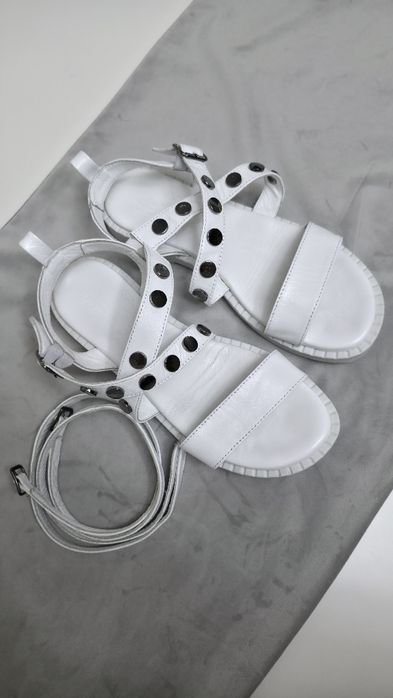 Sandale dama Luca di Gioia, piele naturala, albe, marimea 38