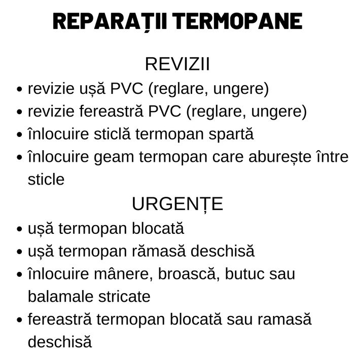 Reparații Ferestre Termopan