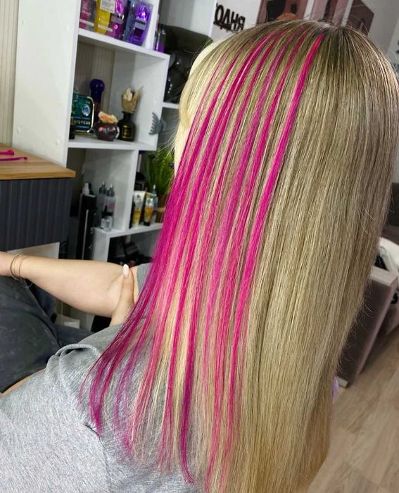 Наращивание волос, цветные пряди