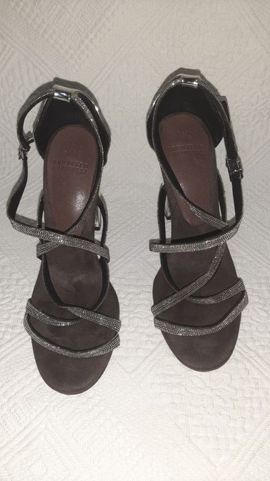 Sandale cu toc gros Brunello Cucinelli marimea 36  int 24 cm.inaltime