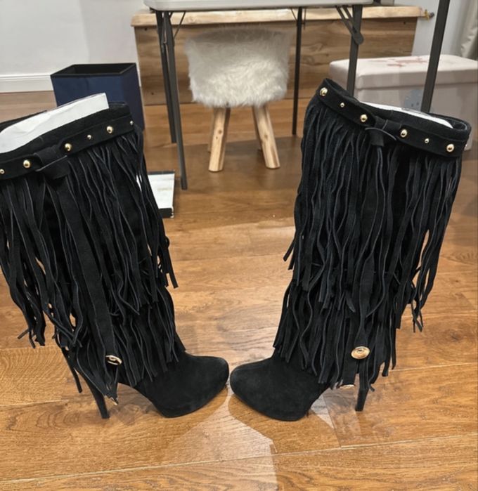 Cizme Roberto Venuti piele naturala (cu franjuri si medalion)