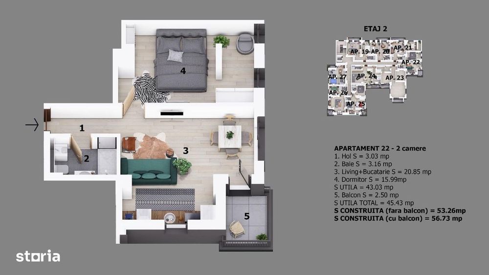 Apartament 2 camere | strada Tibles | Bloc cu lift | 100 fata de DN 1