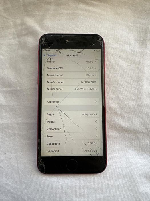 Iphone 8 Red 256gb . Display fisurat