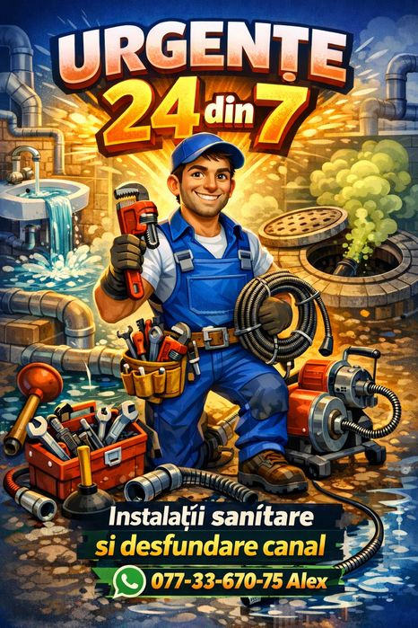 Urgente 24/7 instalați sanitare și desfundare canalizare!