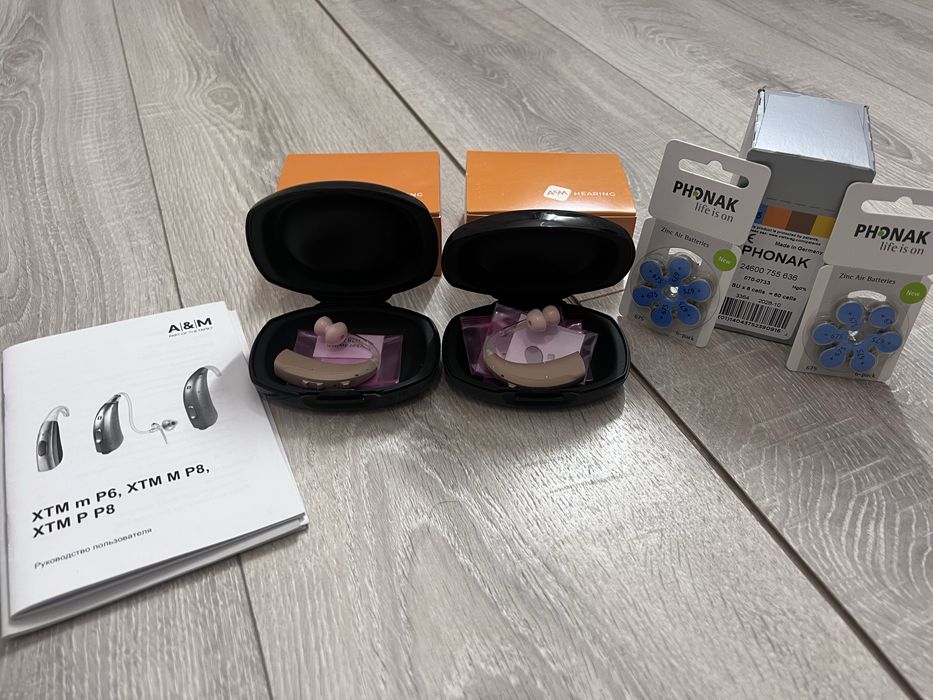 2 новых мощных слуховых аппарата A&M XTM XP + 72 батарейки
