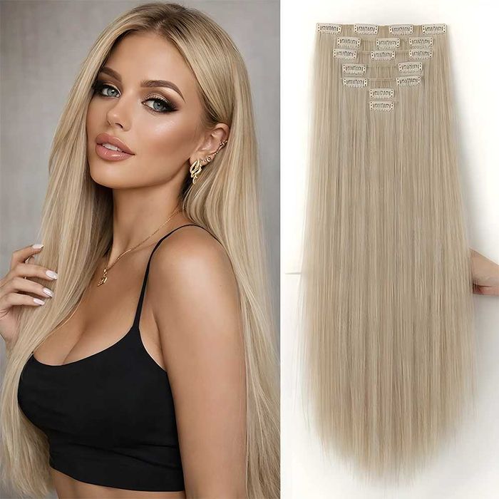 Екстеншън с клипс / треса / 7 реда треси с клипси / Удължение за Коса