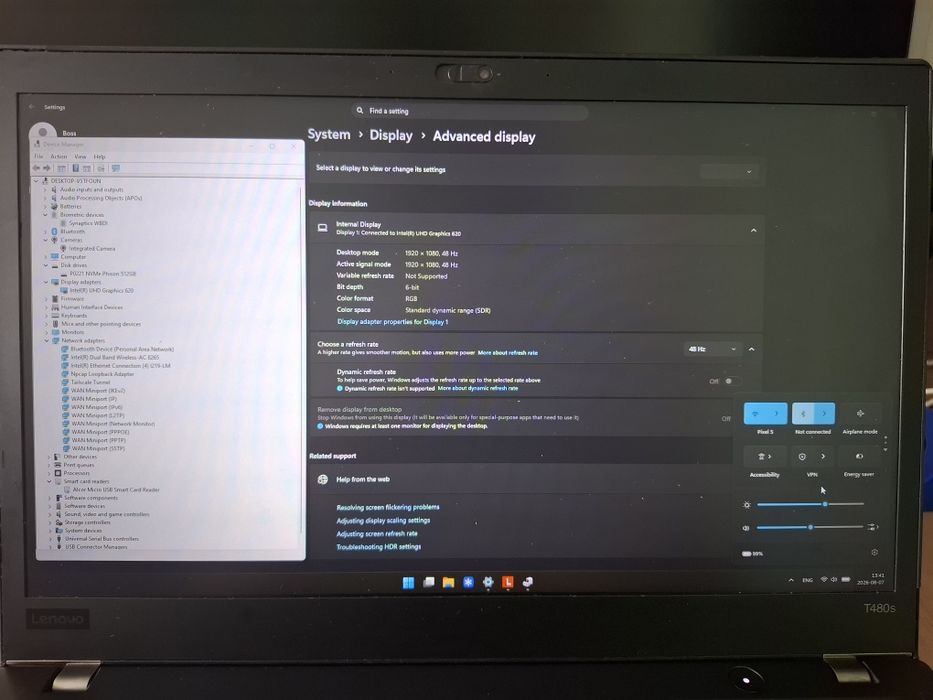 Lenovo ThinkPad T480s 14 inch | i5-8350U 3.60 Ghz / 16GB DDR4 RAM / 500GB SSD / Win 11 + Office / 6+ часа батерия