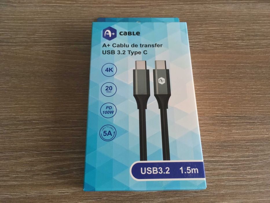 cablu thunderbolt 3, usb C audio/video 4k, incarcare 100W 5A, nou