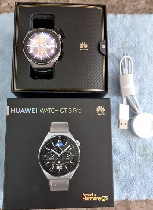 Huawei Watch GT 3 Pro de 46 de milimetri cu curea din titan impecabil 10/10. Culoare Gray