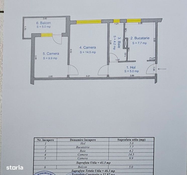 Apartament 2 camere – semidecomandat, Nufărul •