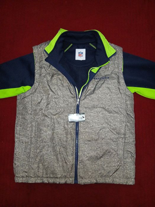 Из США комплект, кофта и двухстороняя желетка,бренда Seattle Seahawks!