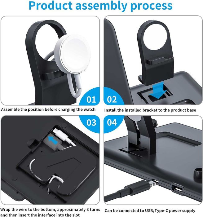 Безжично зарядно/ докинг станция Hoidokly 4 в 1