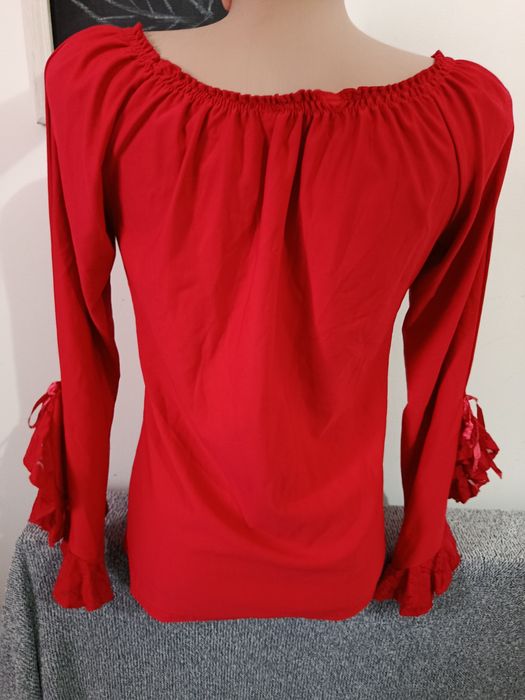 Bluza eleganta roșie mâneci evazate model anii 2000 mărimea S-M Charbell Paris