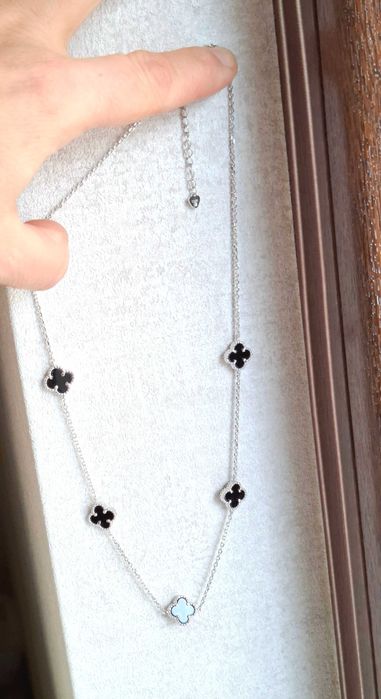 Сребърен комплект на Van Cleef - чисто нов - сребро и черен Оникс