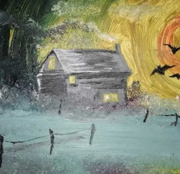 Tablou original ulei pe lemn, gothica Autumna