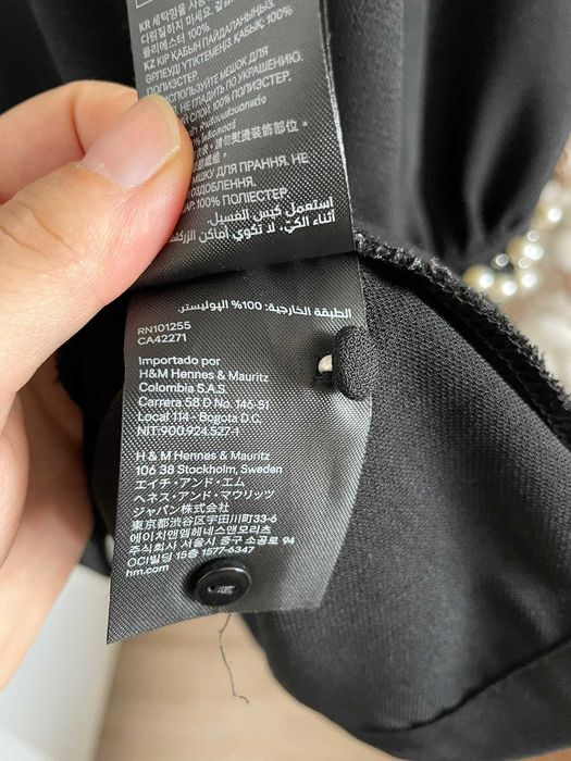 H&M Черна рокля с перли, M/38 EU