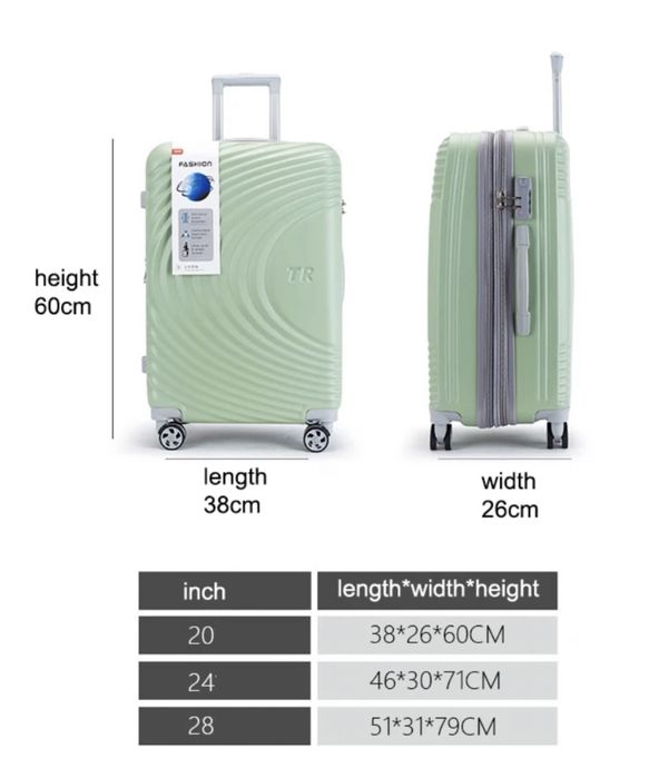 Куфар за ръчен багаж 57x38x23 см Лек ABS с разширител 5см, 4 колела