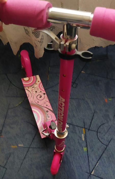 Trotineta fetițe, cadru aluminiu și oțel, PU(silicon), ABEC-5 Roz