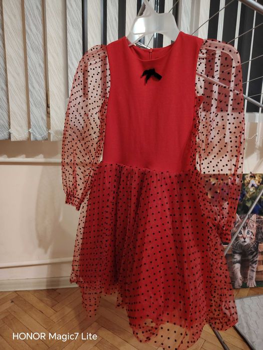 Детска коледна червена рокля