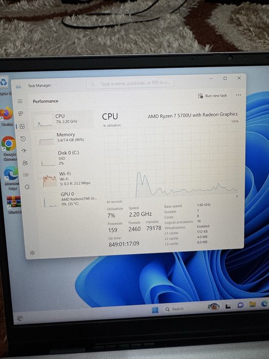 Laptop Dell Inspiron 14” Stare Super. Ryzen 7 (echivalent Intel i7)