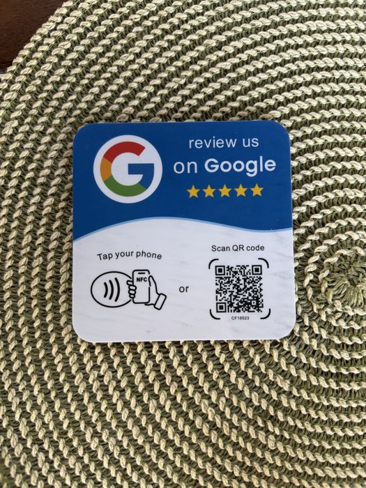 Google review card contactless + QR cod