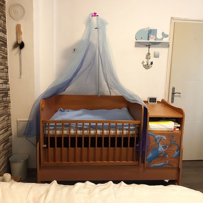 Детско бебешко лелго3в1рисувамо попоръчка с люлеещ механизъм повивалнк