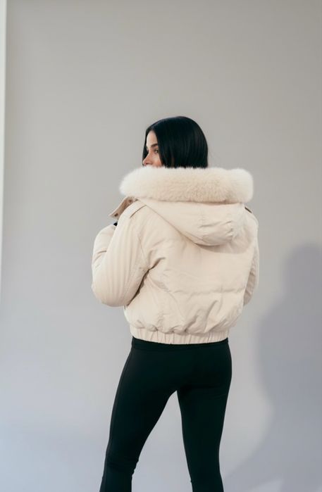 Уникално зимно яке с пухена яка три цвята