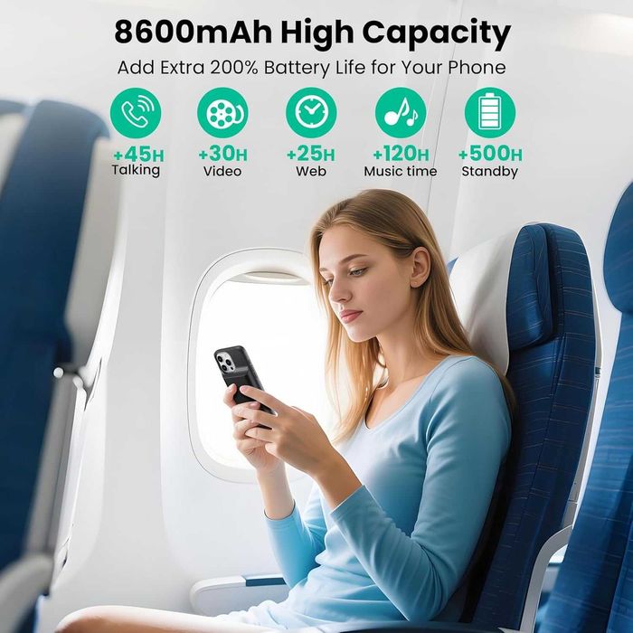 Кейс с батерия Feob за iPhone 16 Pro Max (6.9 инча), 8600 mAh