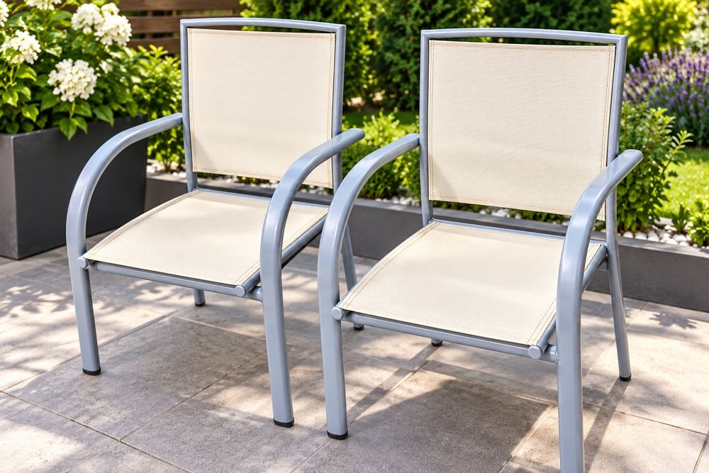 Set 6 Scaune Gradina Terasa, Cadru Aluminiu si Textilen Bej Stare Impecabila
